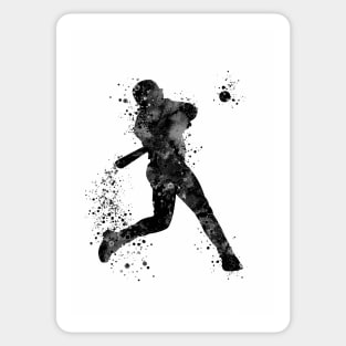 Baseball Boy Batter Black and White Sticker